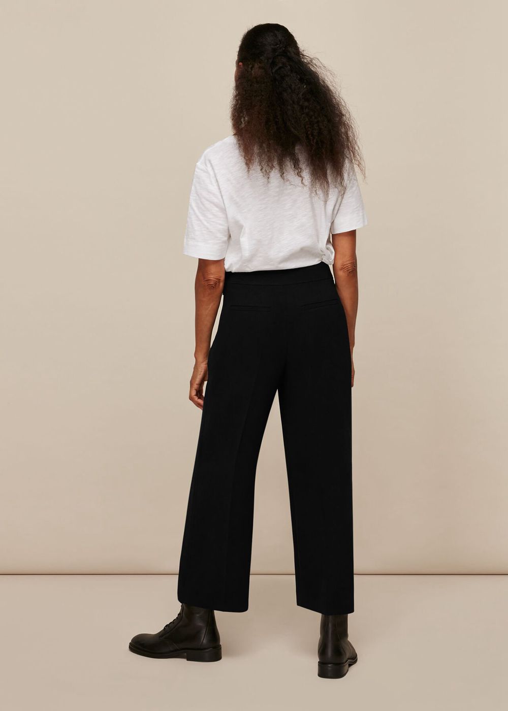 Whistles Wide Leg Crop Pants Black | US-47096EHZS