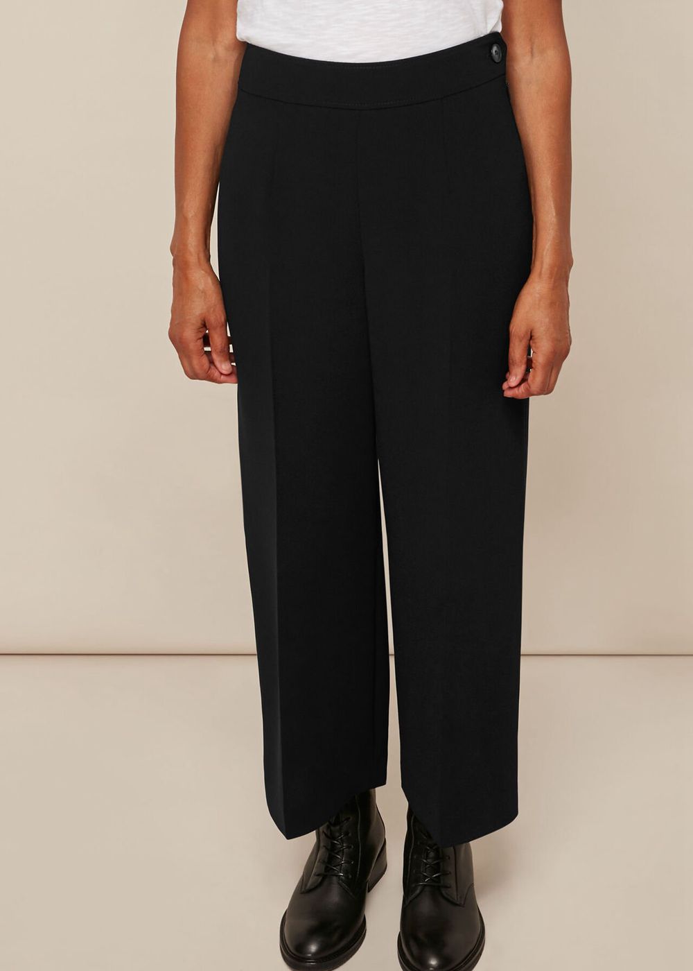 Whistles Wide Leg Crop Pants Black | US-47096EHZS