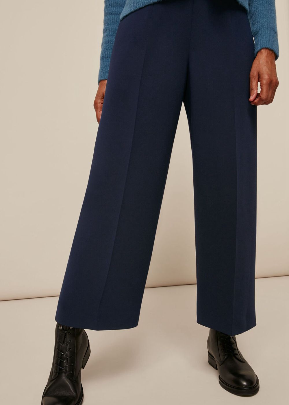 Whistles Wide Leg Crop Pants Navy | US-90734DUAH