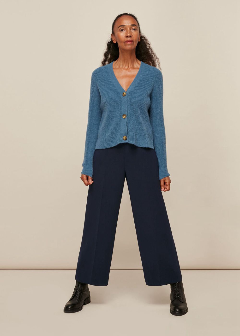 Whistles Wide Leg Crop Pants Navy | US-90734DUAH