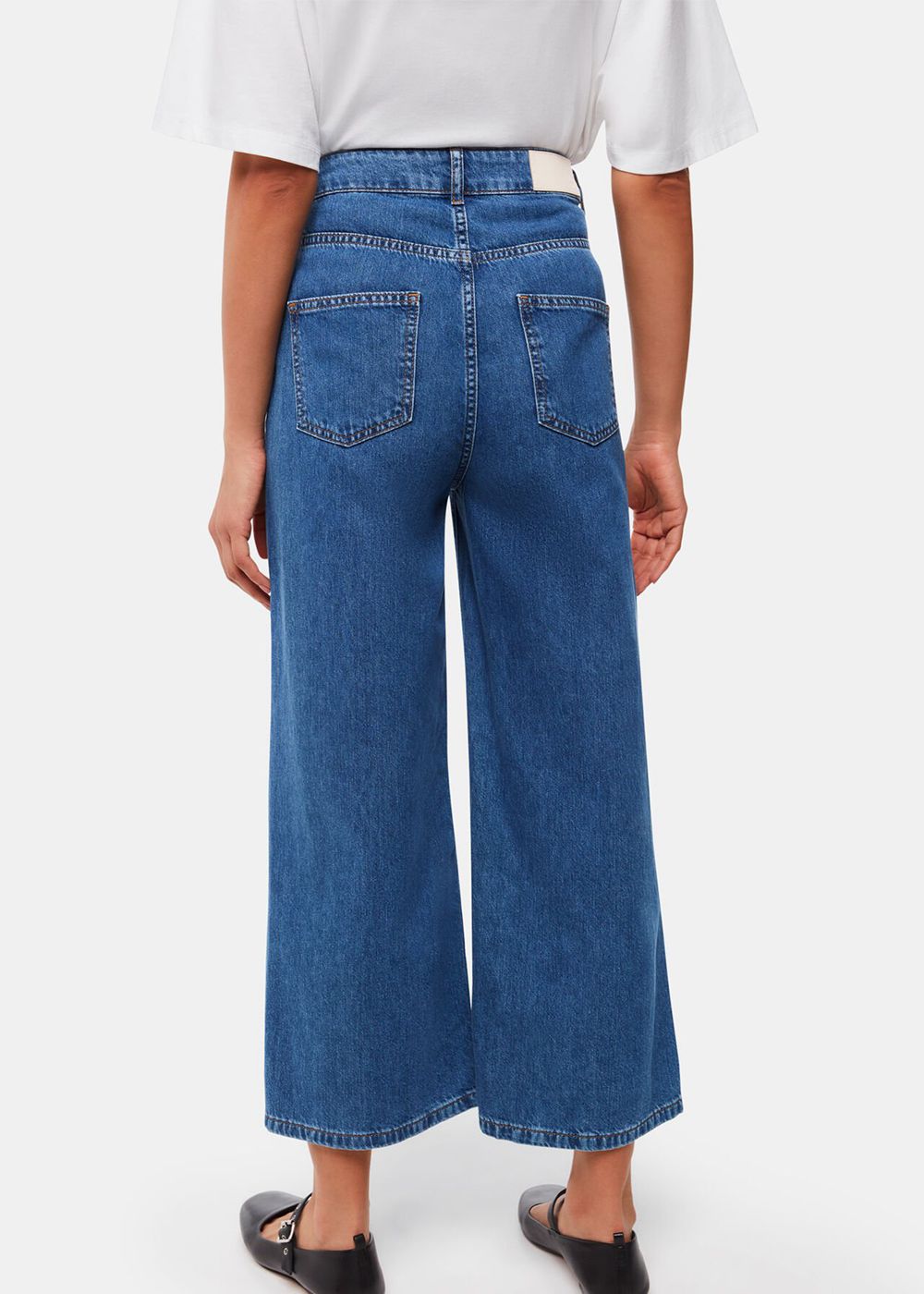 Whistles Wide Leg Cropped Jeans Blue | US-15673GCRQ