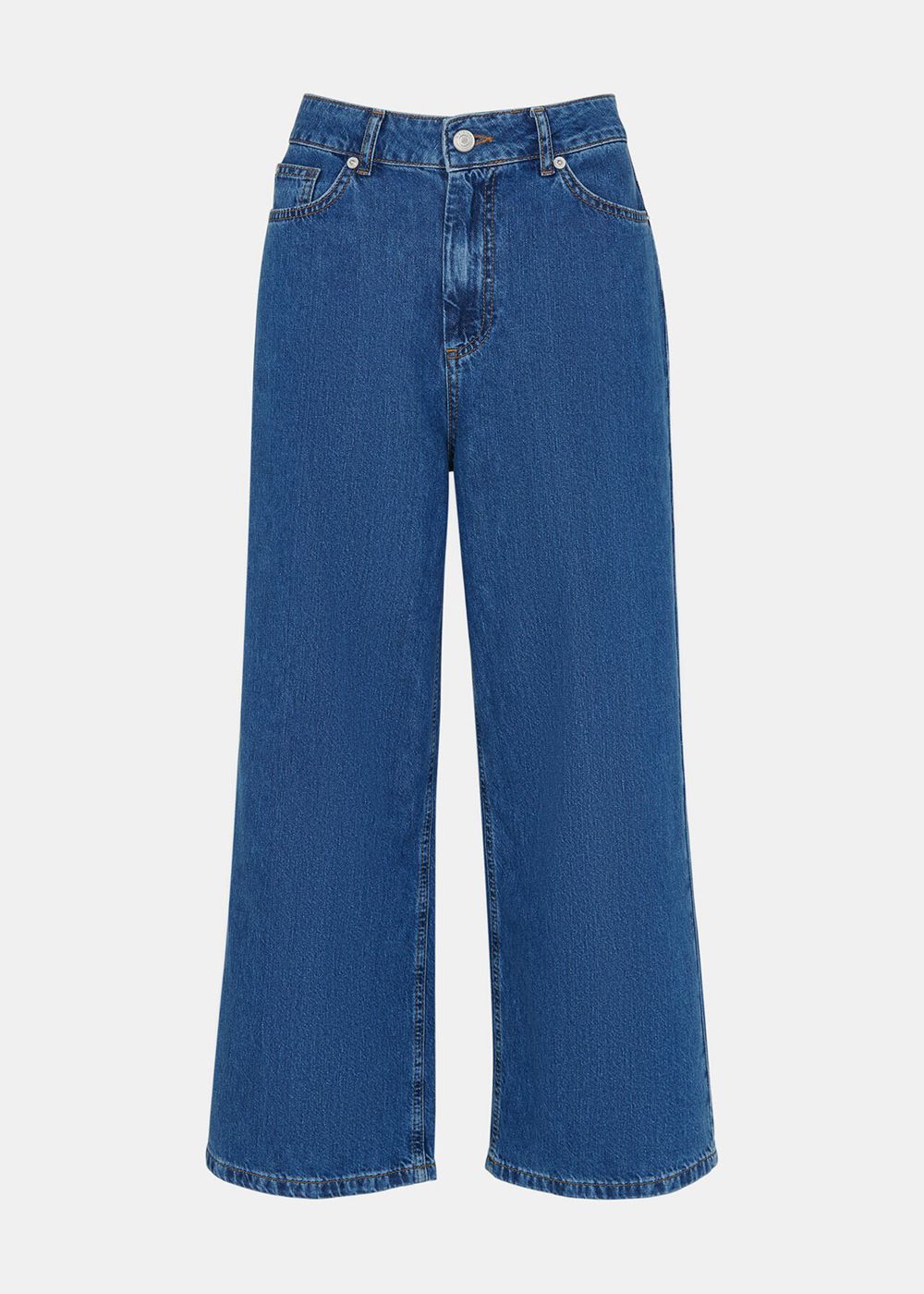 Whistles Wide Leg Cropped Jeans Blue | US-15673GCRQ