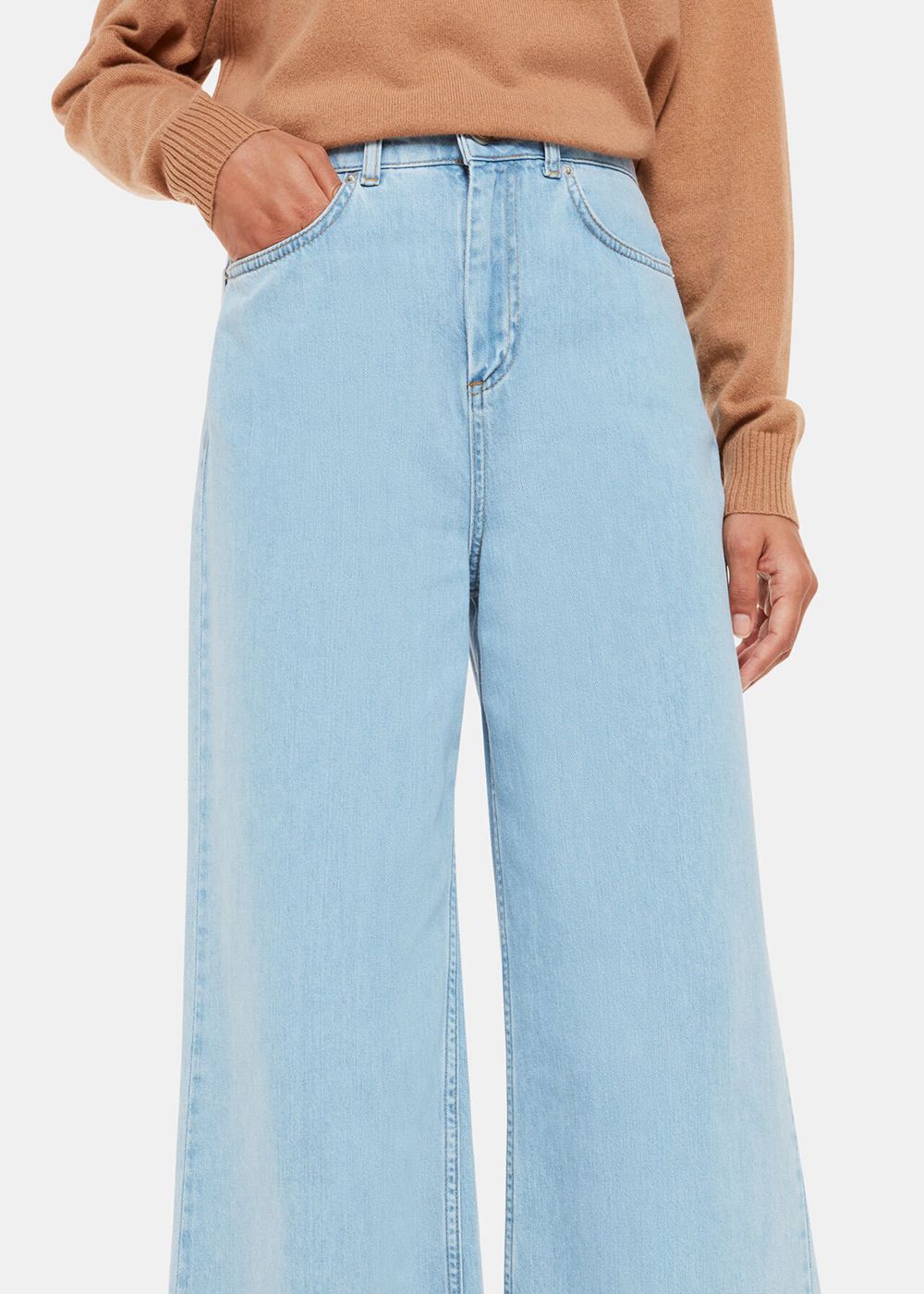 Whistles Wide Leg Cropped Jeans Light Wash | US-73254STOF