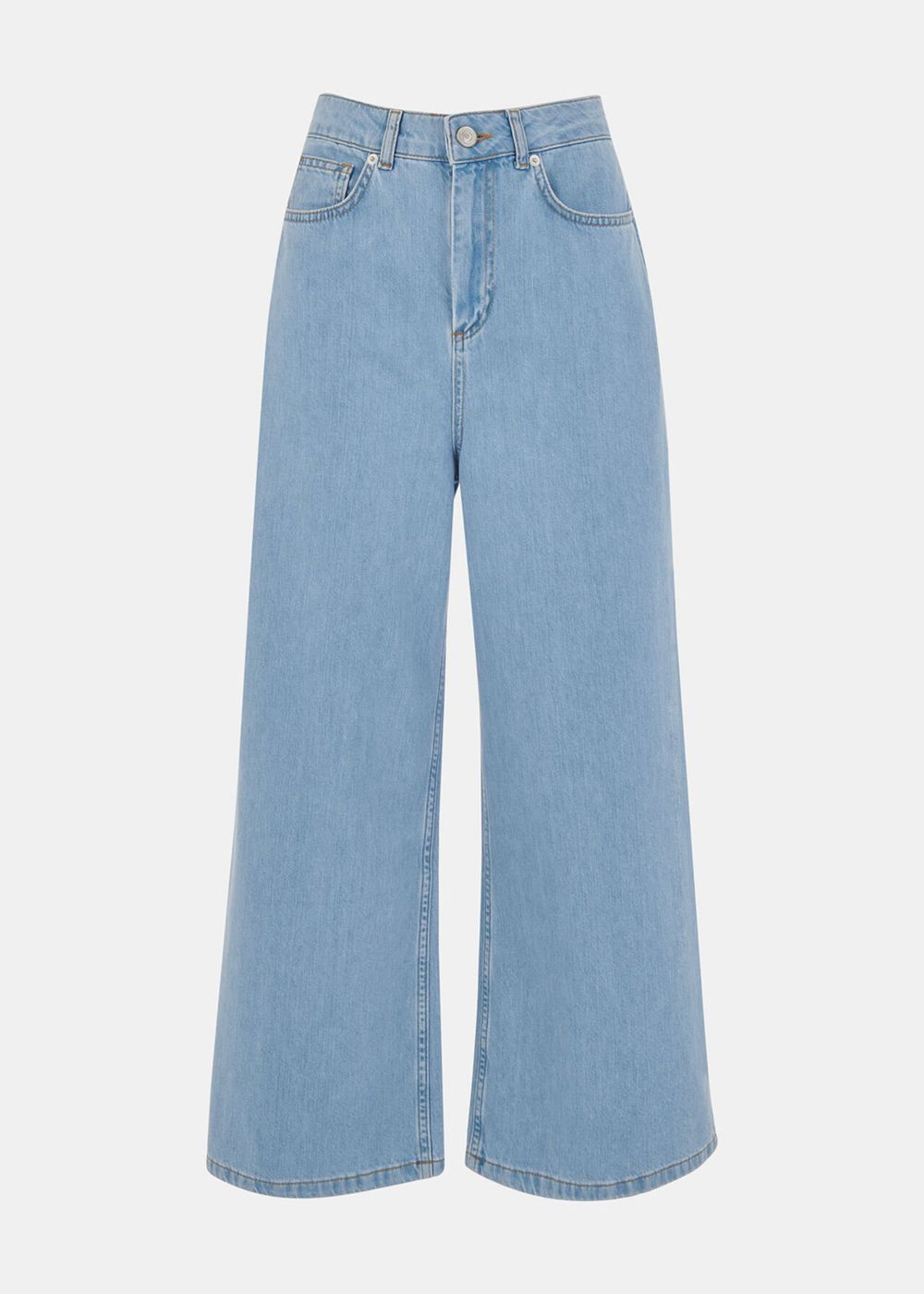 Whistles Wide Leg Cropped Jeans Light Wash | US-01423XLJA