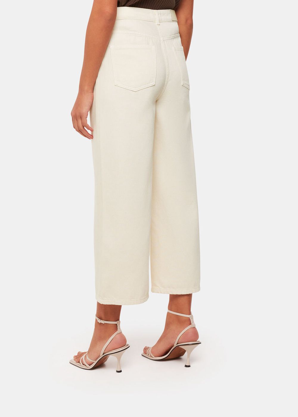 Whistles Wide Leg Cropped Jeans White | US-46258DEFS