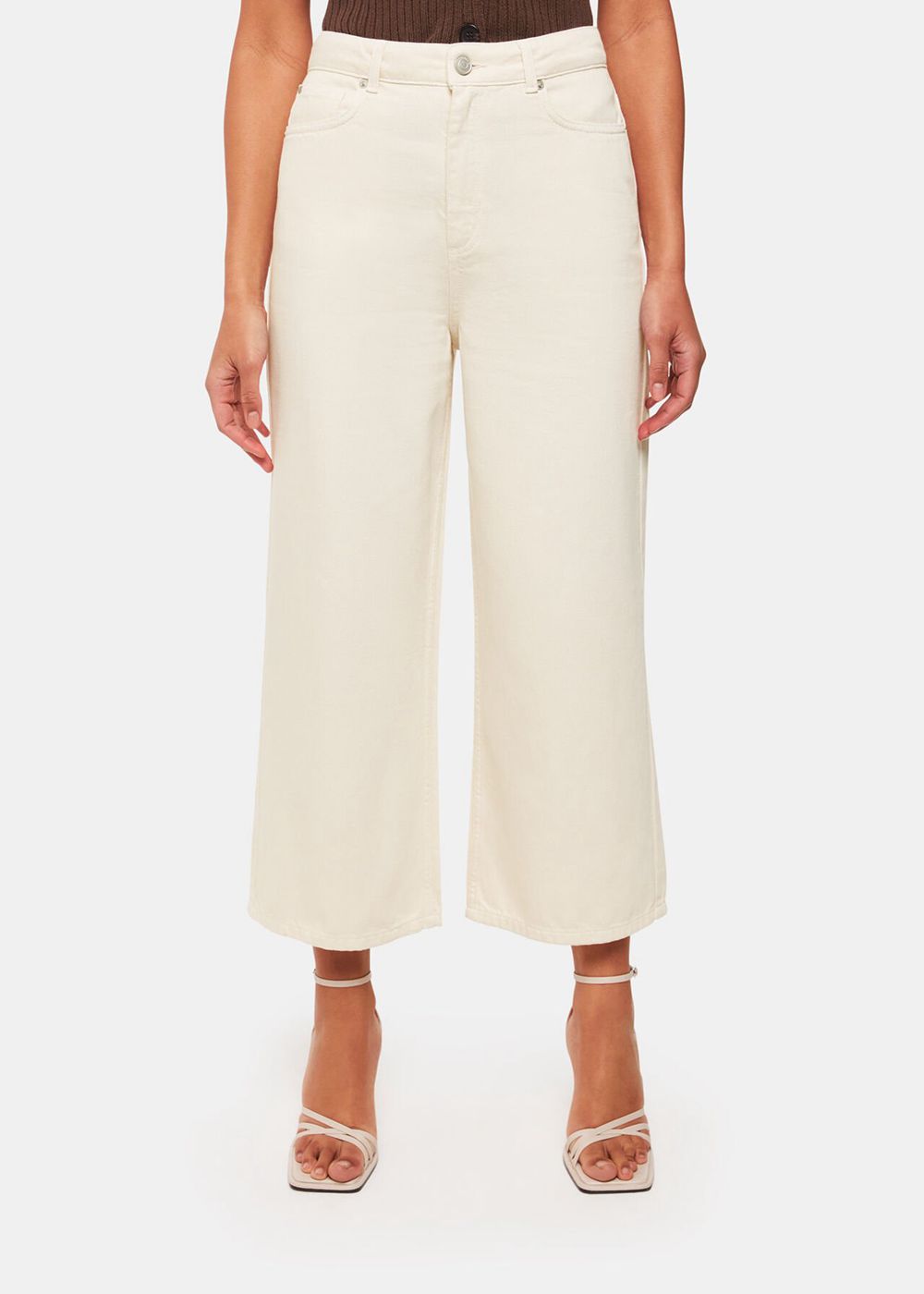 Whistles Wide Leg Cropped Jeans White | US-46258DEFS