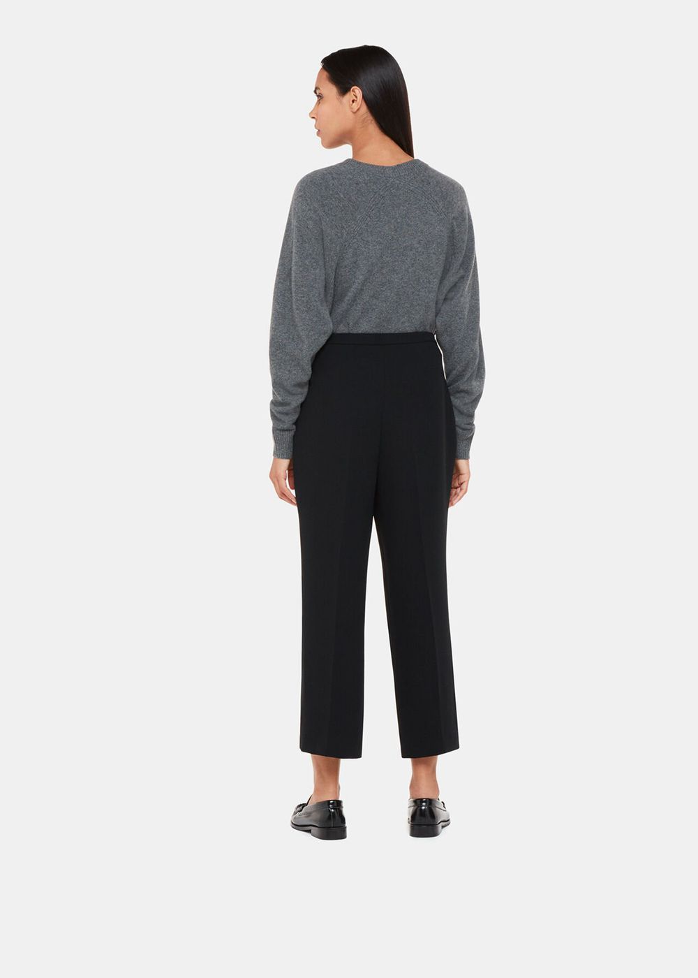 Whistles Wide Leg Cropped Pants Black | US-34796LRHG