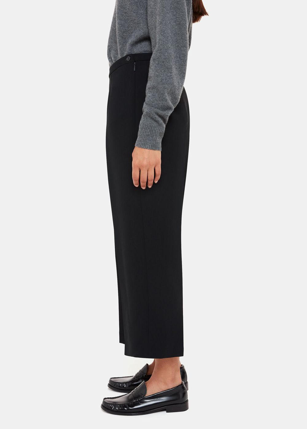 Whistles Wide Leg Cropped Pants Black | US-34796LRHG