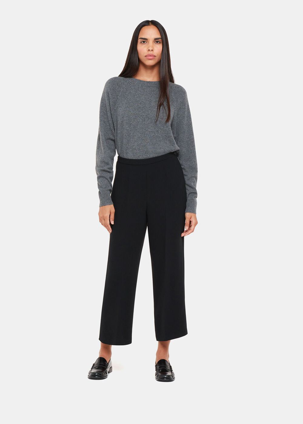 Whistles Wide Leg Cropped Pants Black | US-34796LRHG