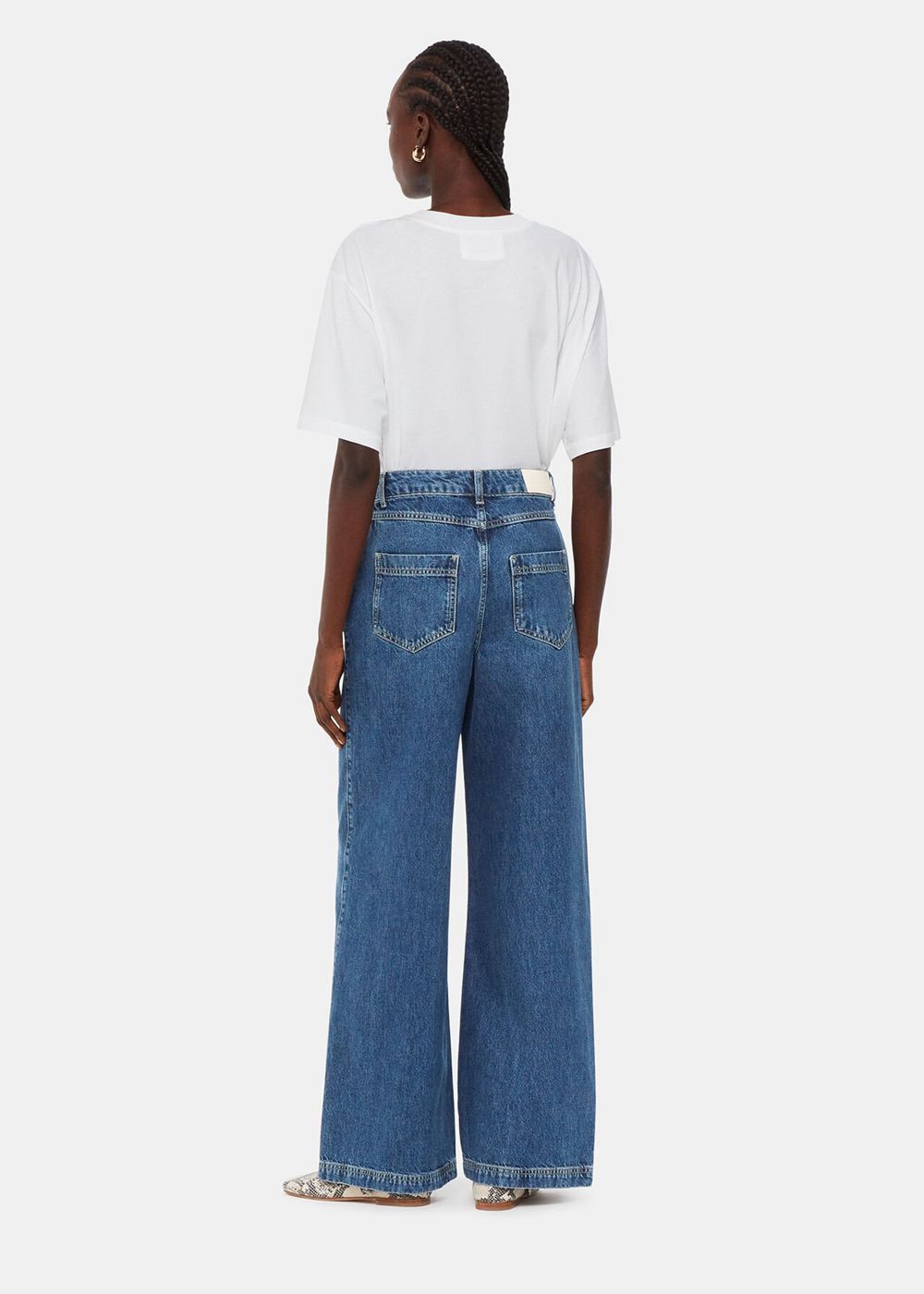 Whistles Wide Leg High Waist Jeans Blue | US-42167JDZU