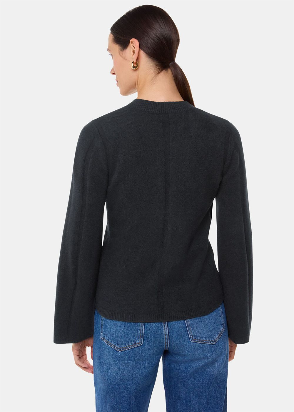 Whistles Wide Sleeve Detail Cardigan Black | US-18965ZCAP