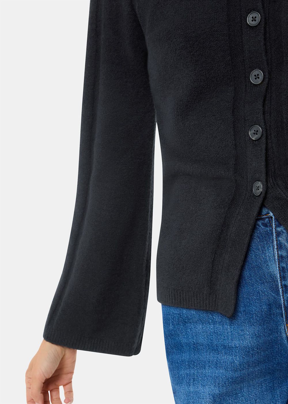 Whistles Wide Sleeve Detail Cardigan Black | US-18965ZCAP