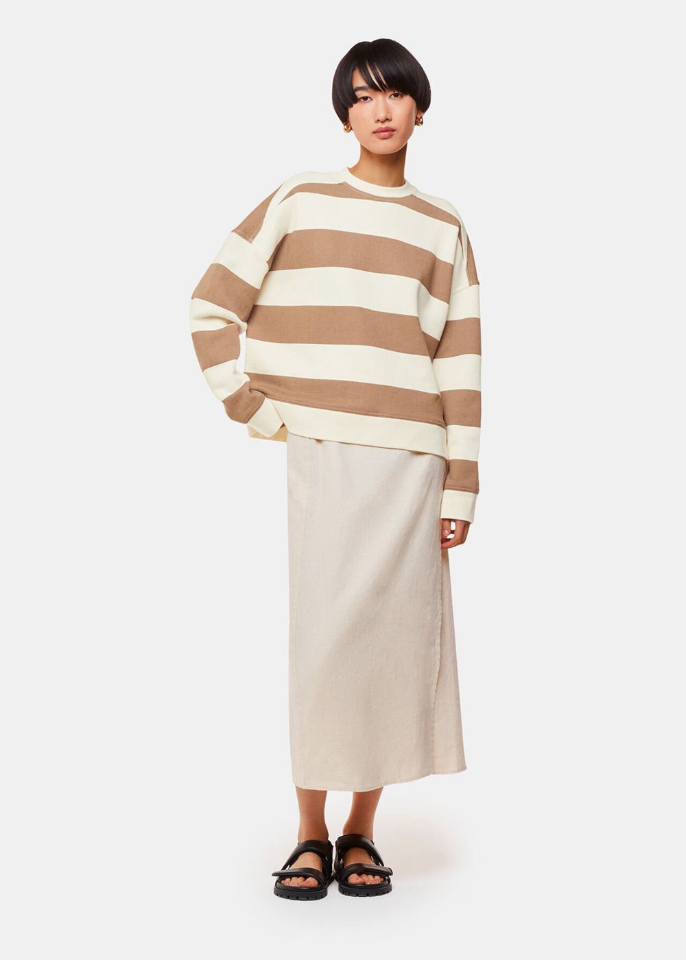 Whistles Wide Stripe Sweatshirt White / Multicolor | US-21647LJRG