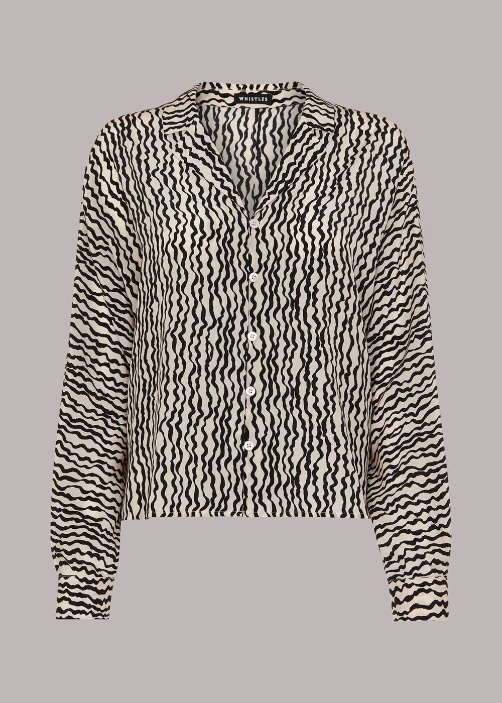 Whistles Wiggle Print Silk Shirts Black / White | US-96304ZJDS