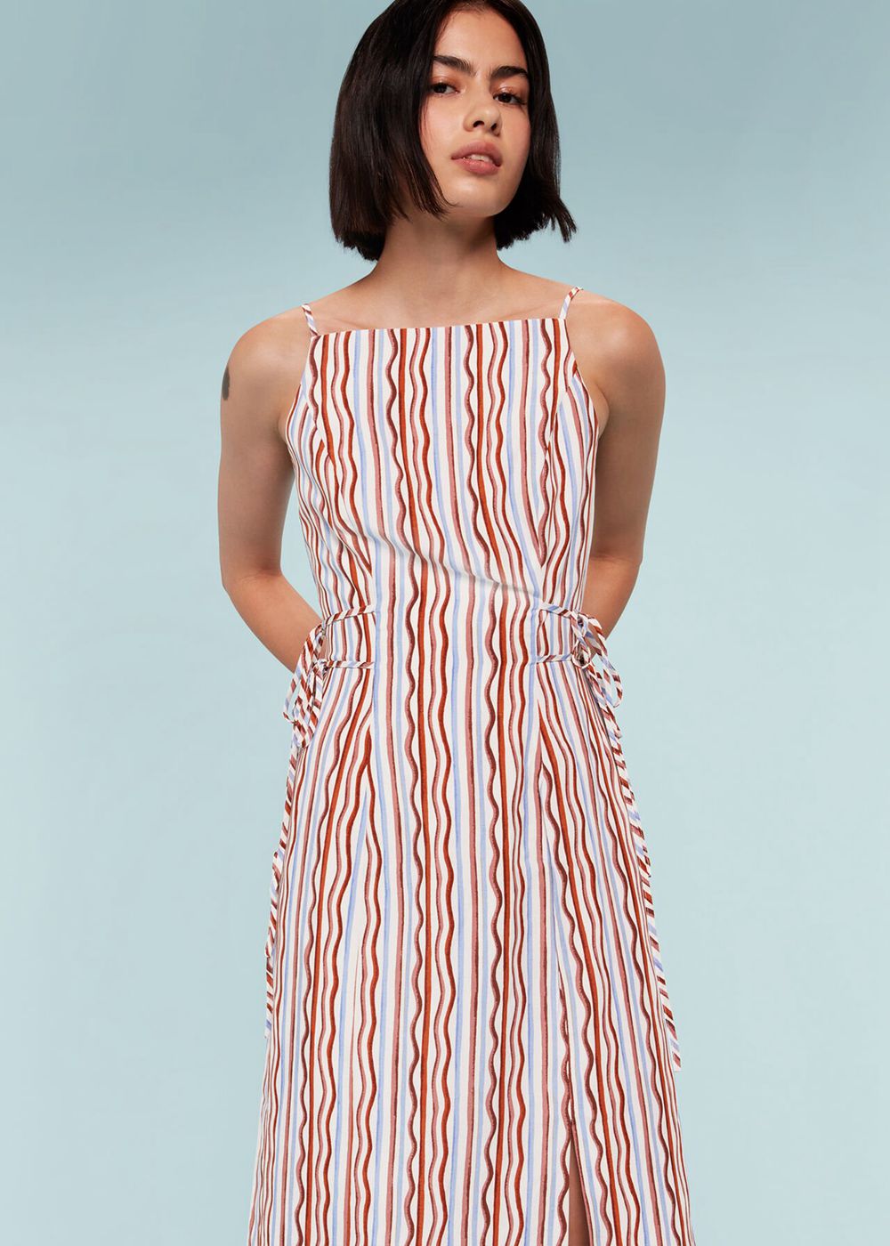 Whistles Wiggle Stripe Tie Detail Dress Multicolor | US-41386CWBR