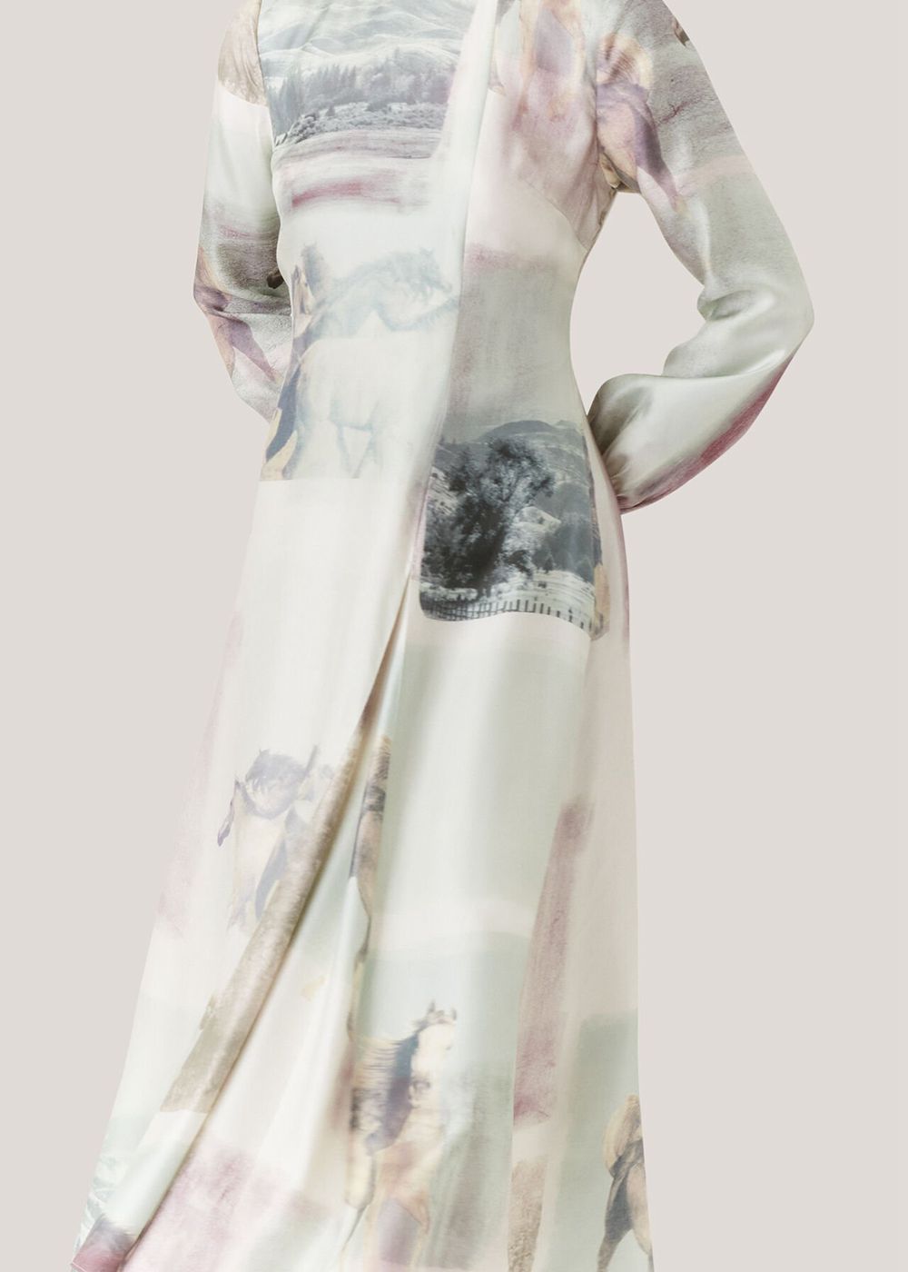 Whistles Wild Horse Print Silk Dress White / Multicolor | US-21057INOK