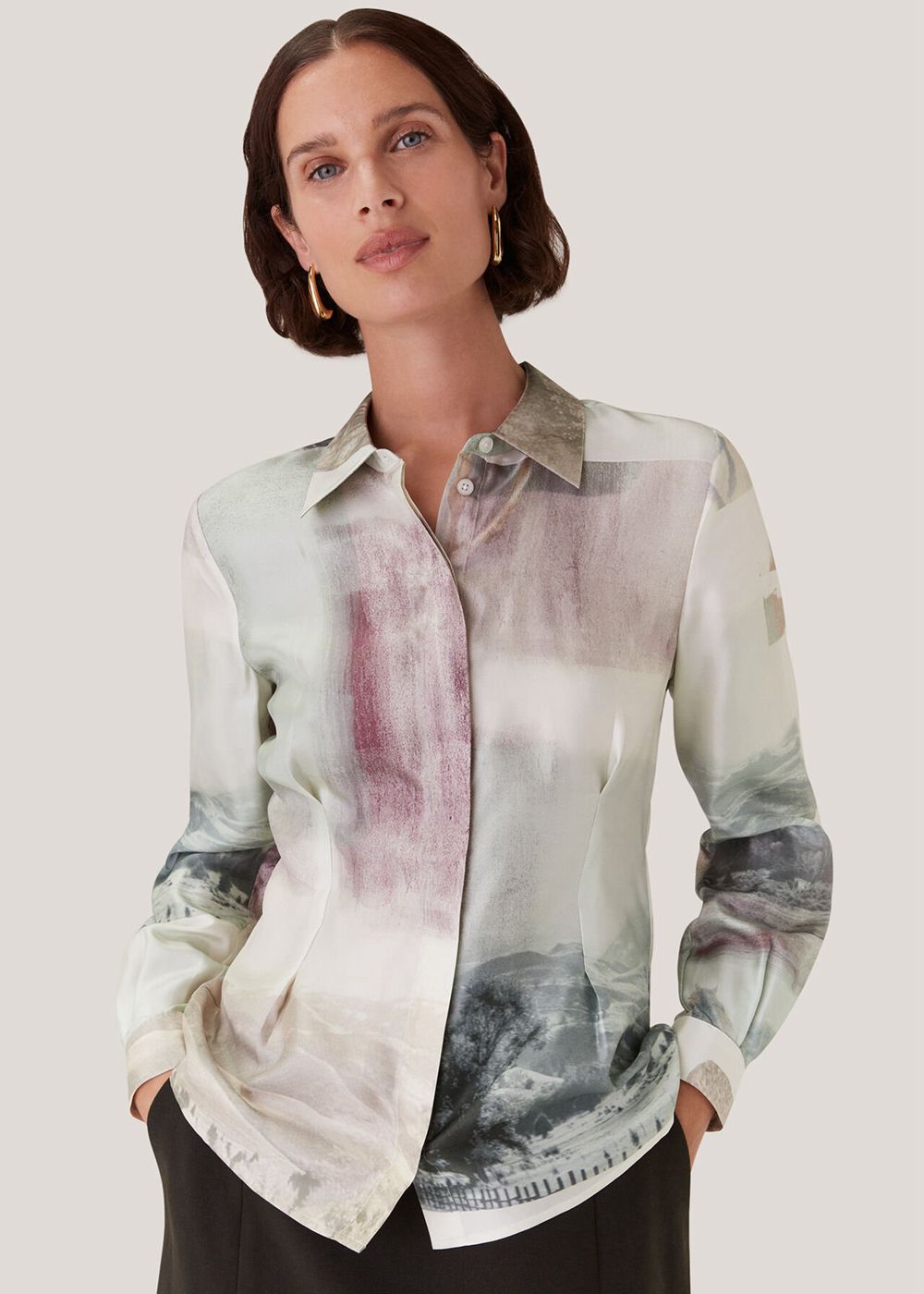 Whistles Wild Horse Print Silk Shirts White / Multicolor | US-03154RJKU