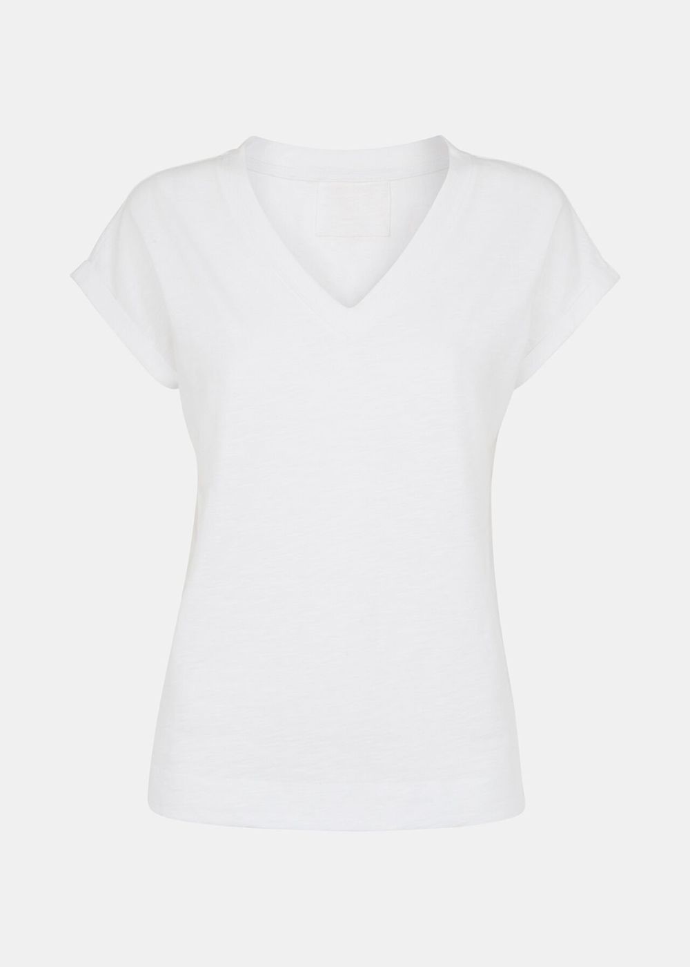 Whistles Willa V Neck Cap Sleeve T-Shirt White | US-37850ALVT