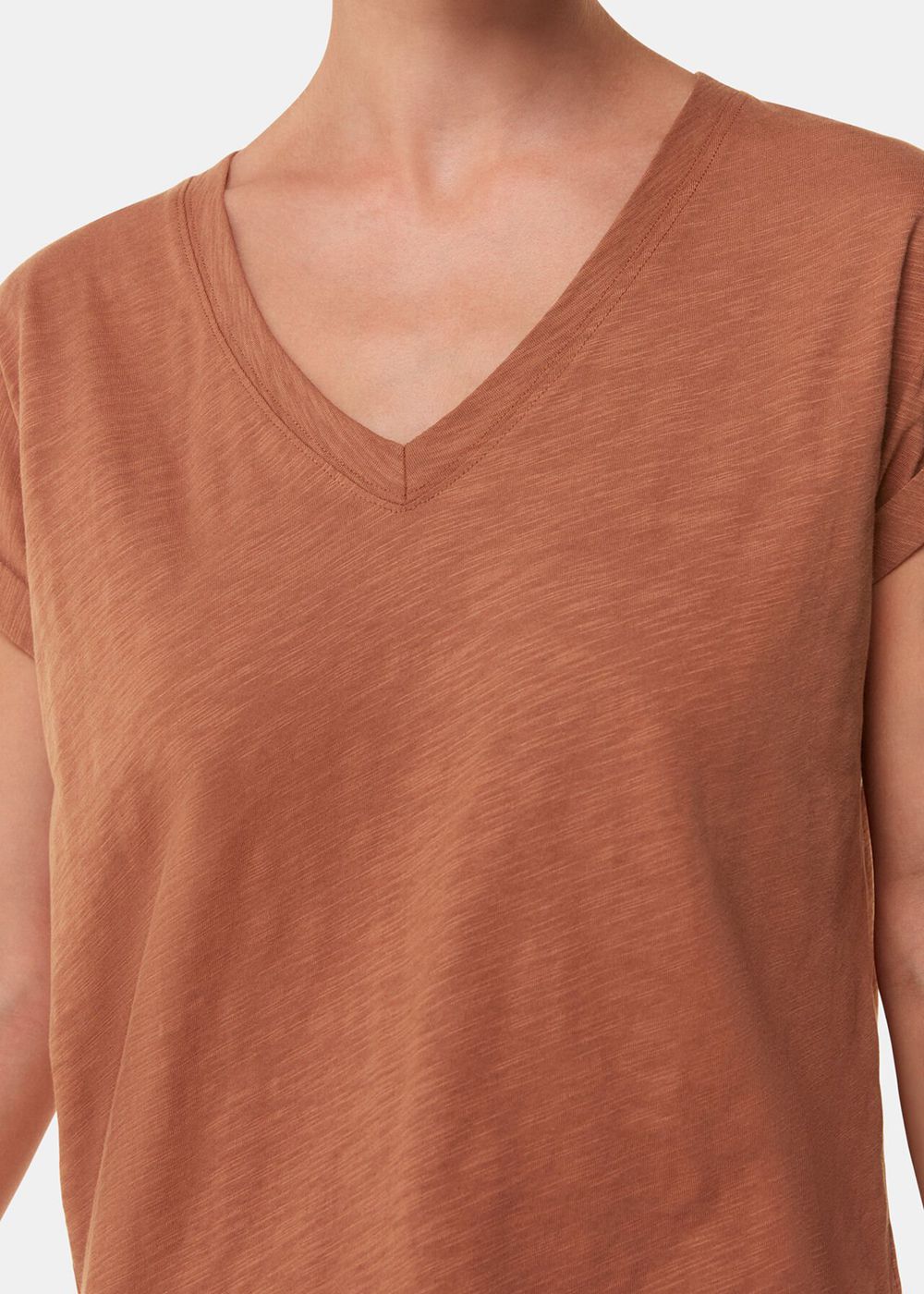 Whistles Willa V Neck Cap Sleeve T-Shirt Brown | US-49285RNZE