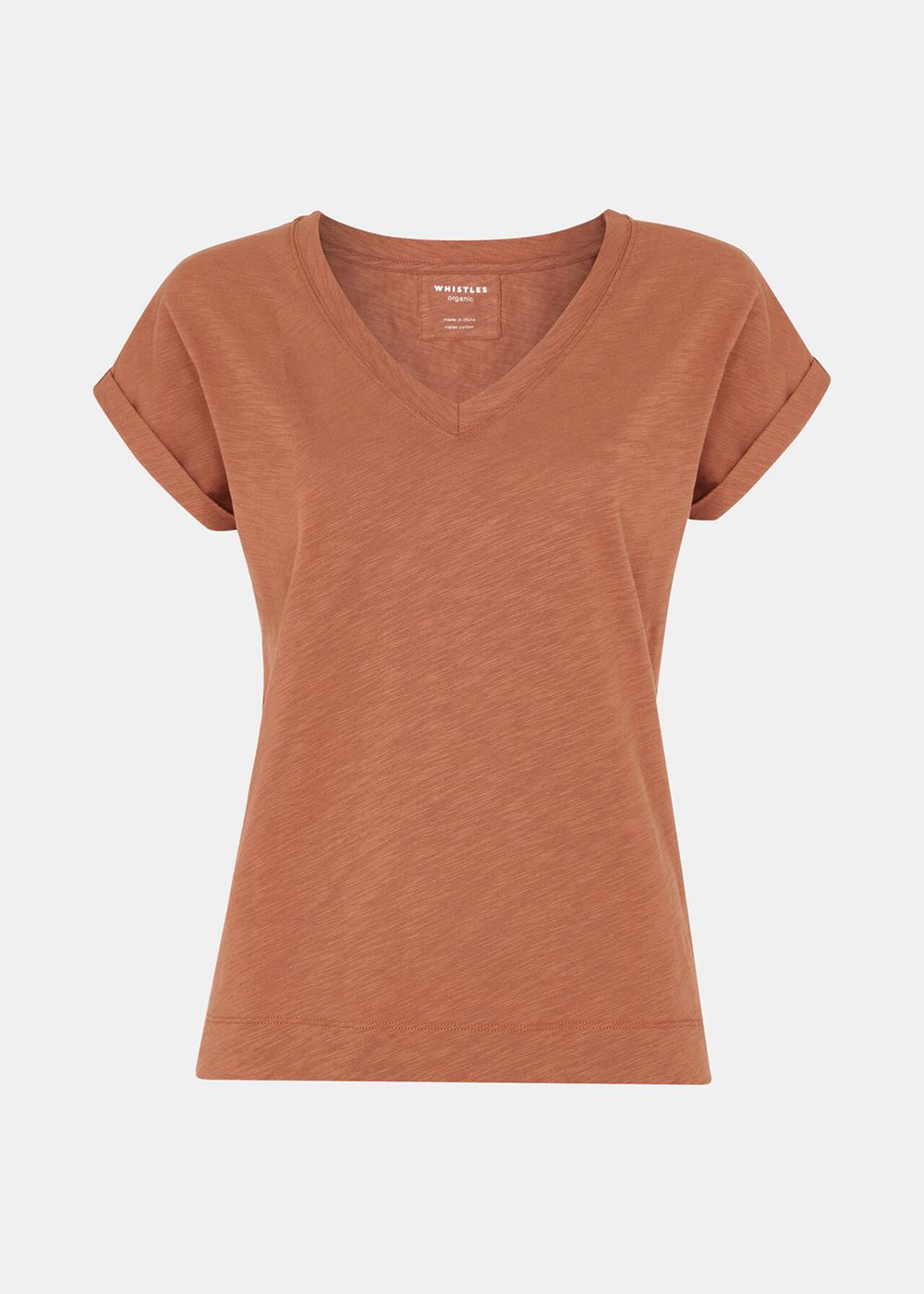 Whistles Willa V Neck Cap Sleeve T-Shirt Brown | US-49285RNZE