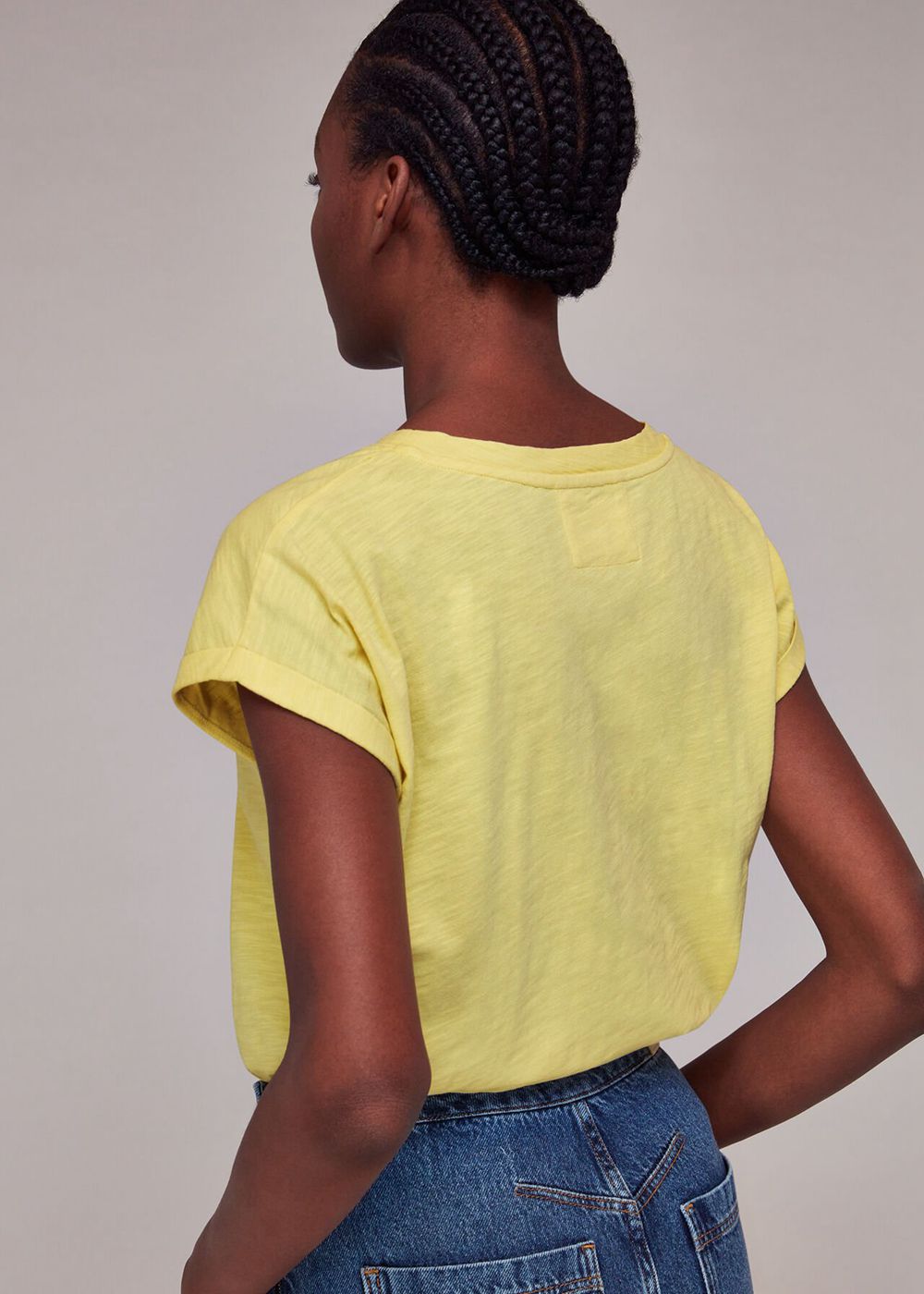 Whistles Willa V Neck Cap Sleeve T-Shirt Yellow | US-62451DTIY