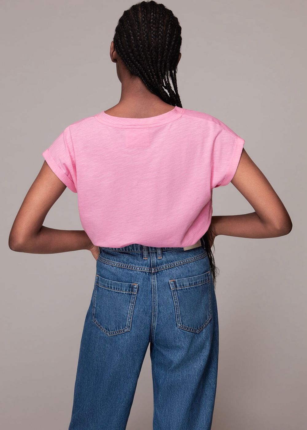 Whistles Willa V Neck Cap Sleeve T-Shirt Pink | US-12954QPZV