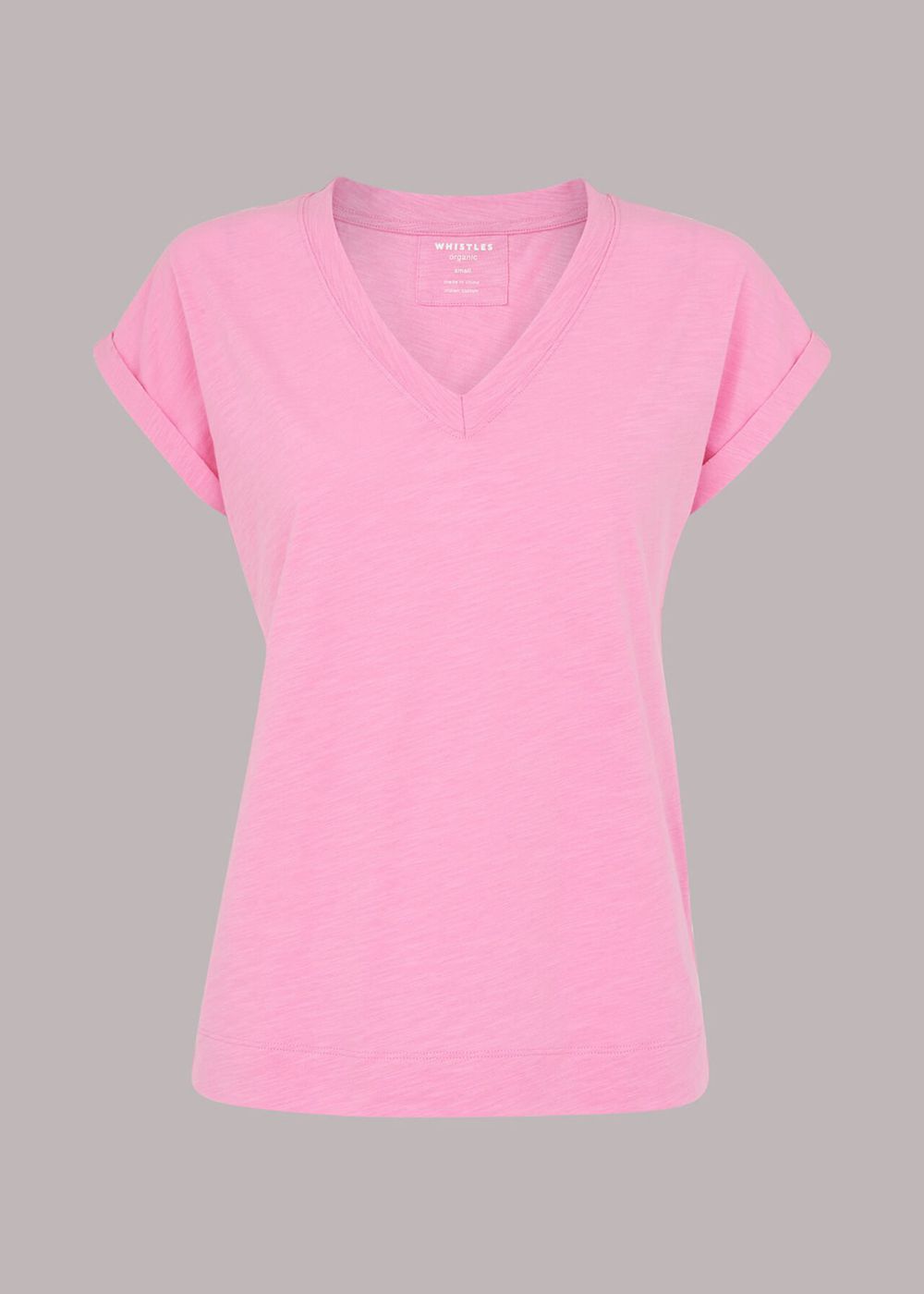 Whistles Willa V Neck Cap Sleeve T-Shirt Pink | US-12954QPZV