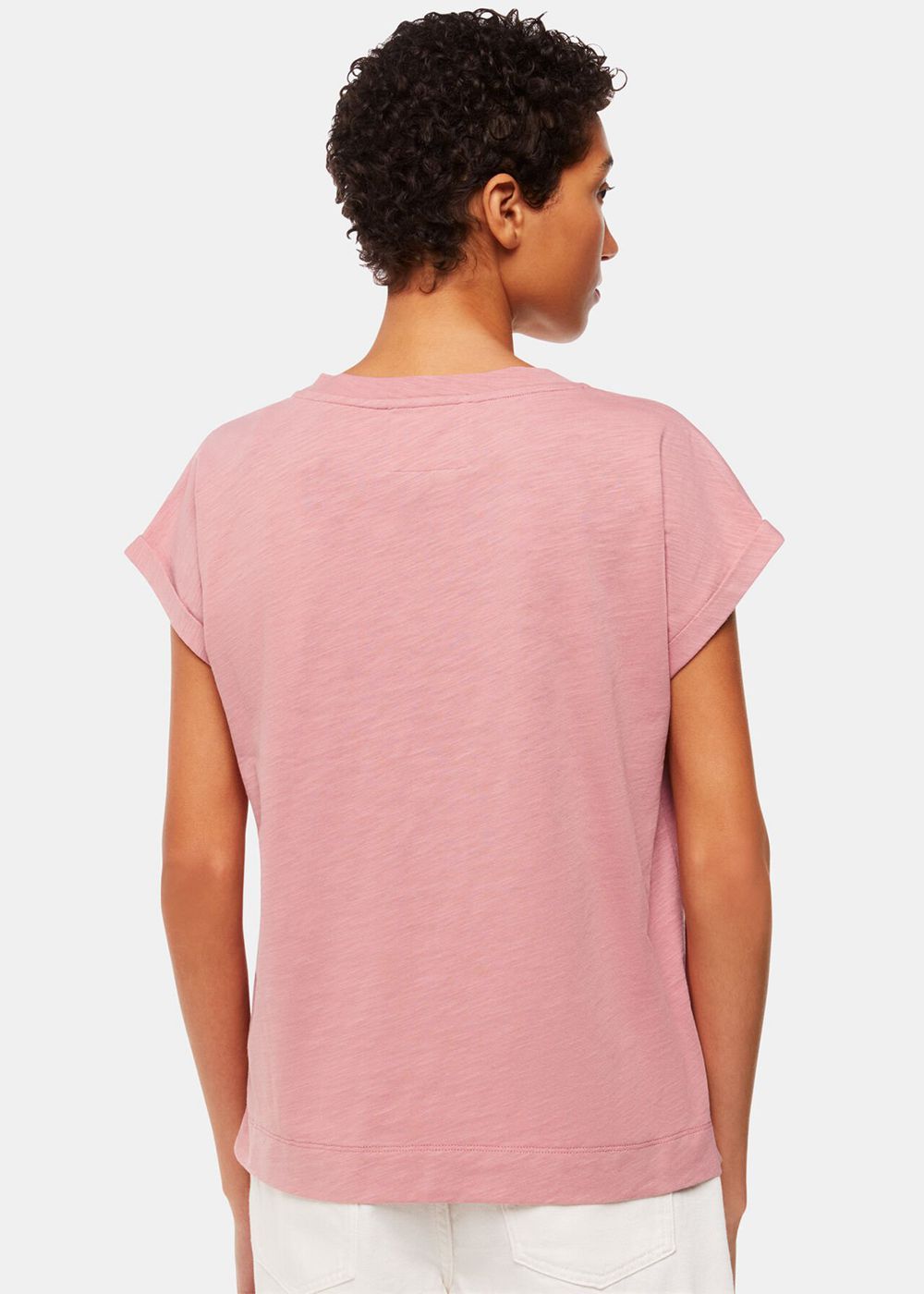 Whistles Willa V Neck Cap Sleeve T-Shirt Pink | US-30716JUQD