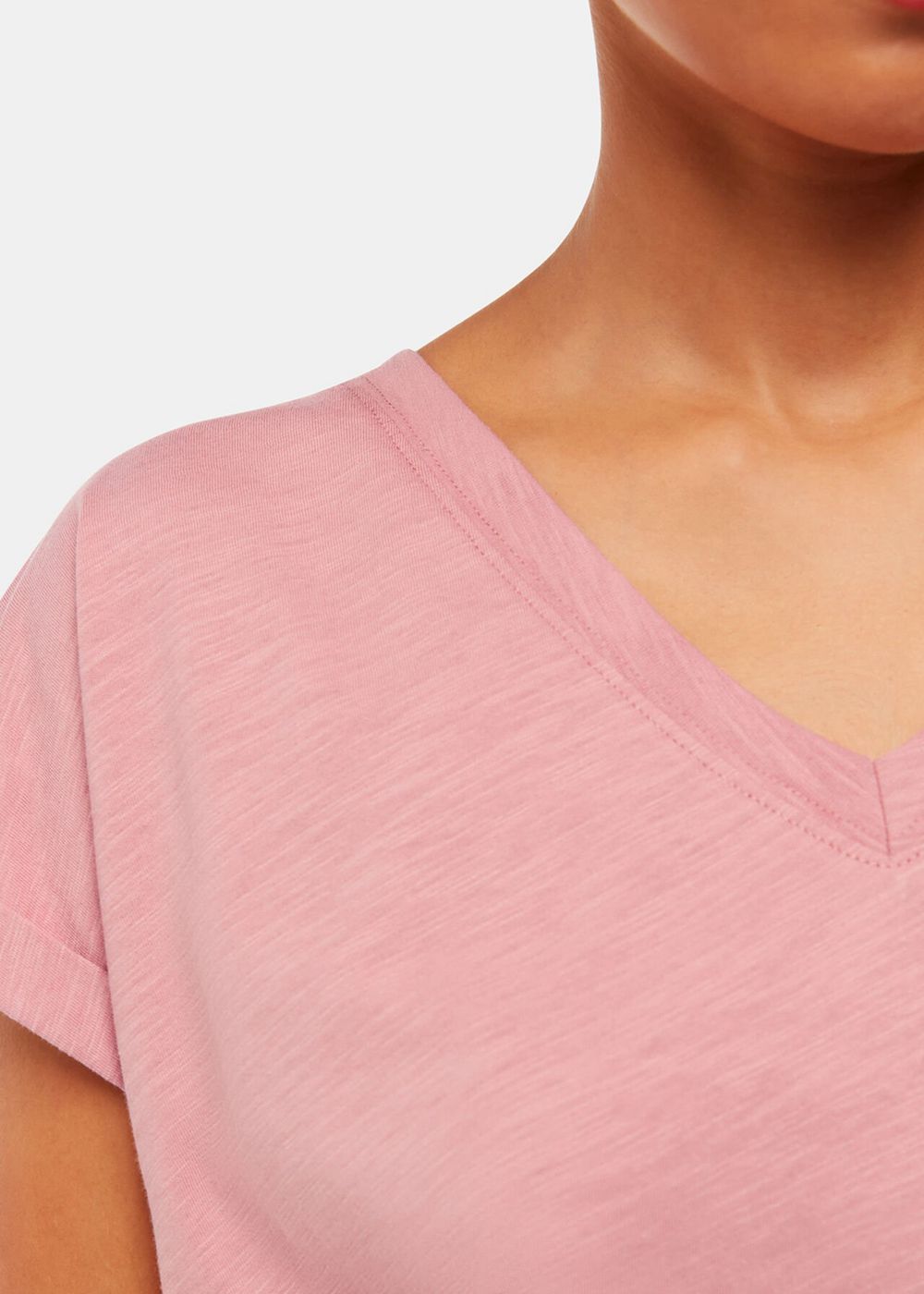 Whistles Willa V Neck Cap Sleeve T-Shirt Pink | US-30716JUQD