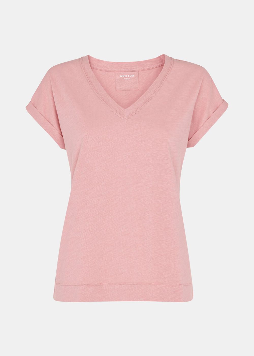 Whistles Willa V Neck Cap Sleeve T-Shirt Pink | US-30716JUQD