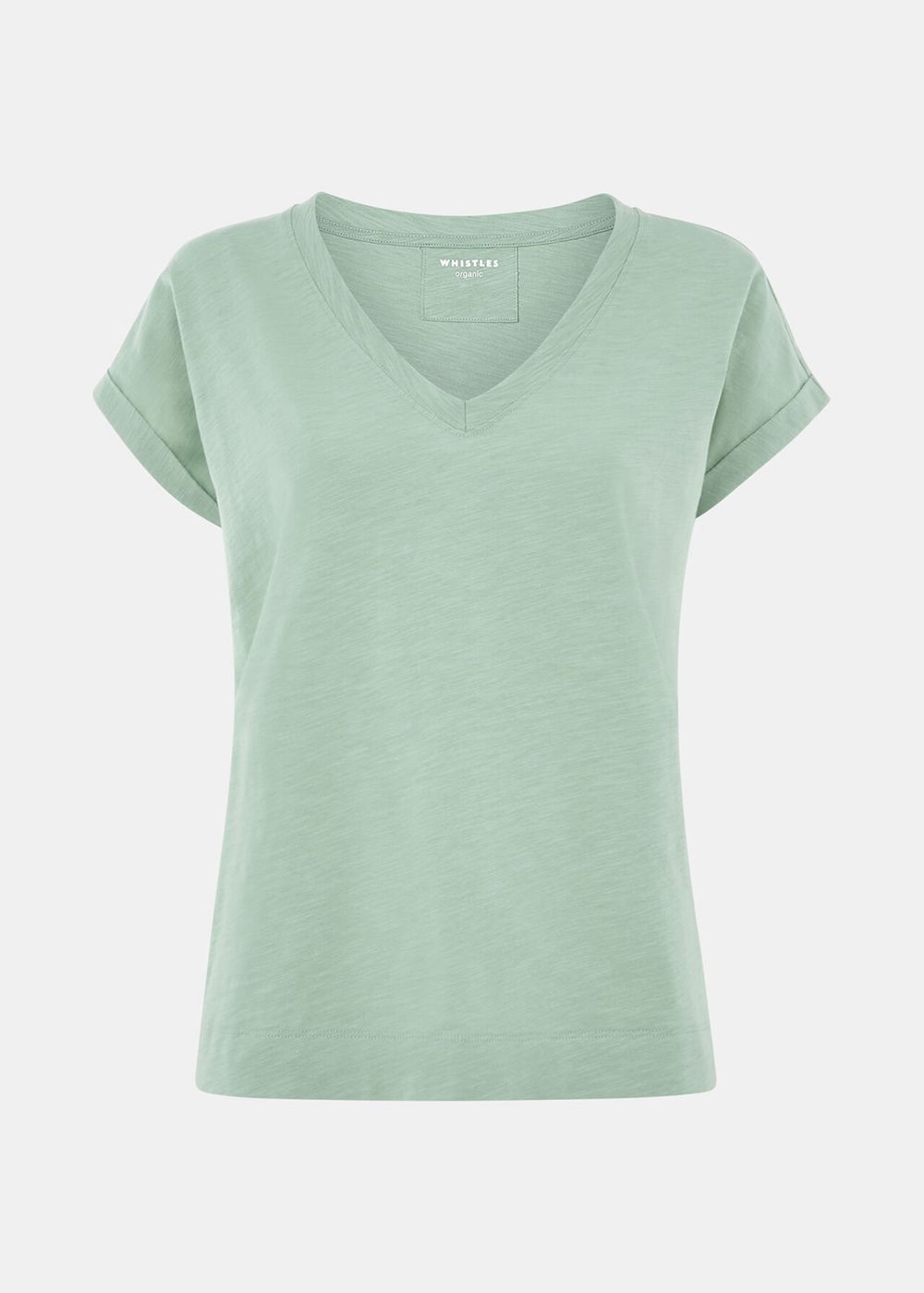 Whistles Willa V Neck Cap Sleeve T-Shirt Green | US-15298FKNE