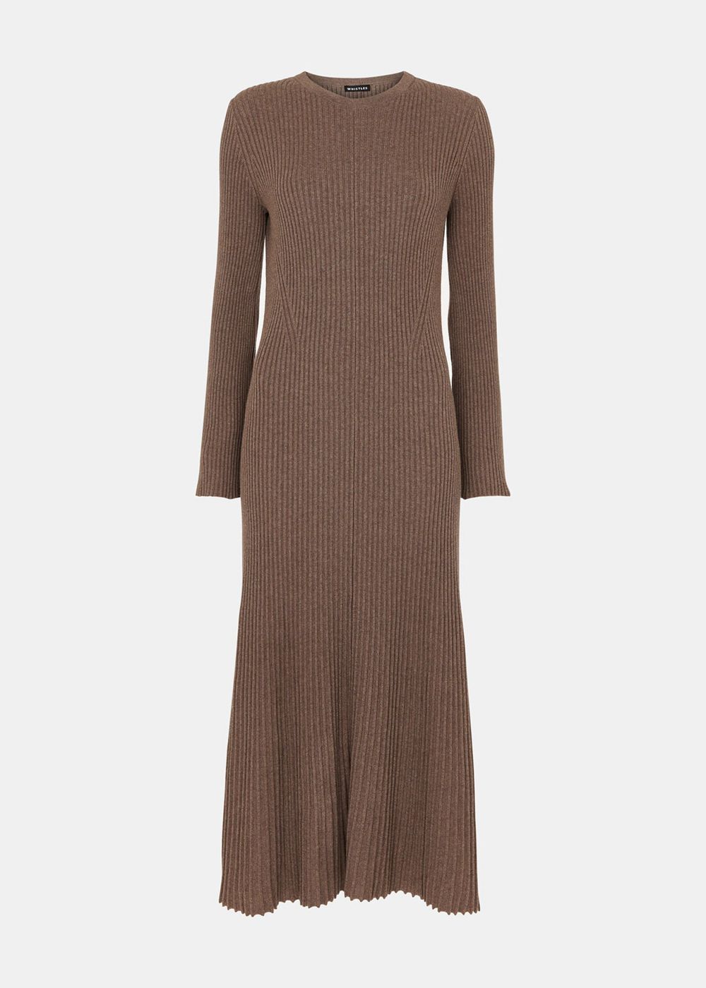 Whistles Willow Ribbed Knit Dress Grey Brown | US-52896UNOR