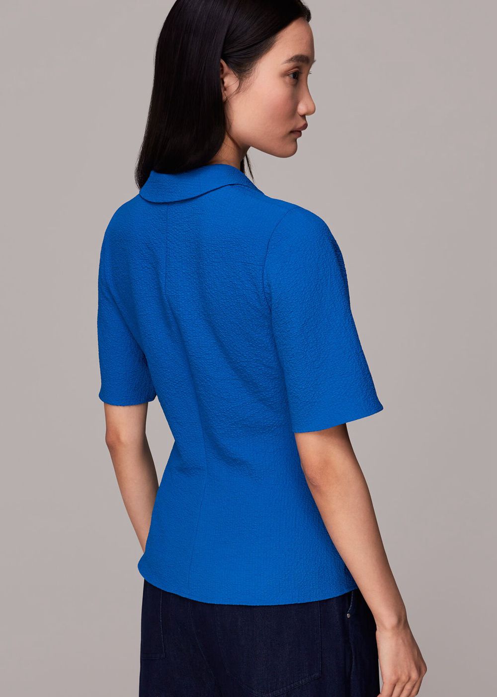 Whistles Willow Ruched Detail Top Blue | US-98526LXYS