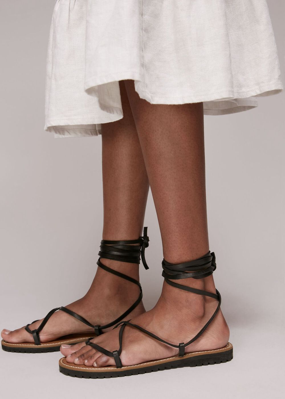 Whistles Willow Strappy Tie Sandals Black | US-81032KRFJ