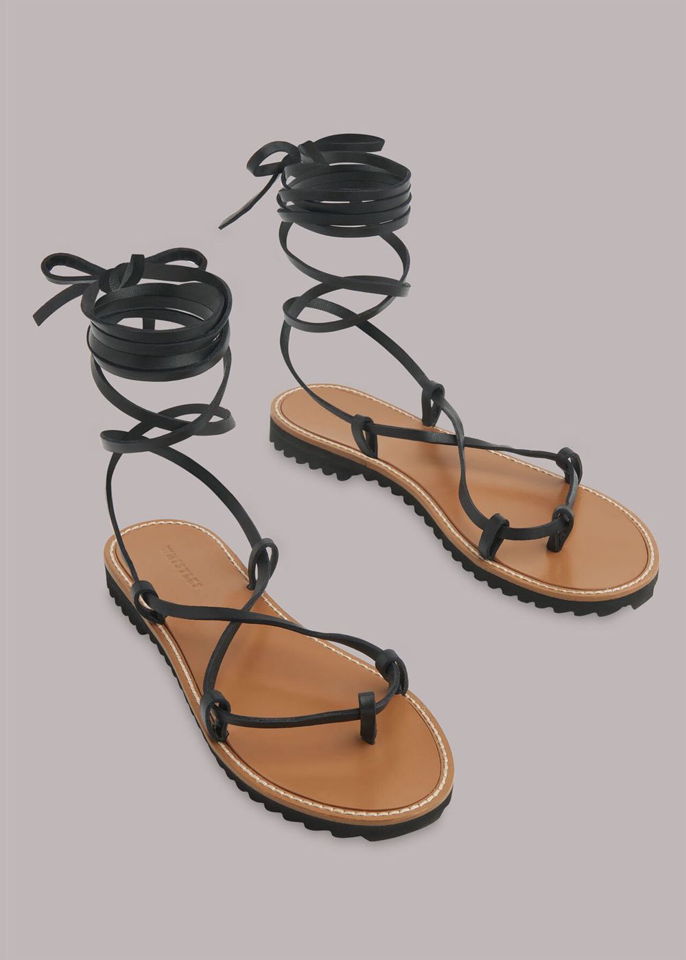 Whistles Willow Strappy Tie Sandals Black | US-81032KRFJ