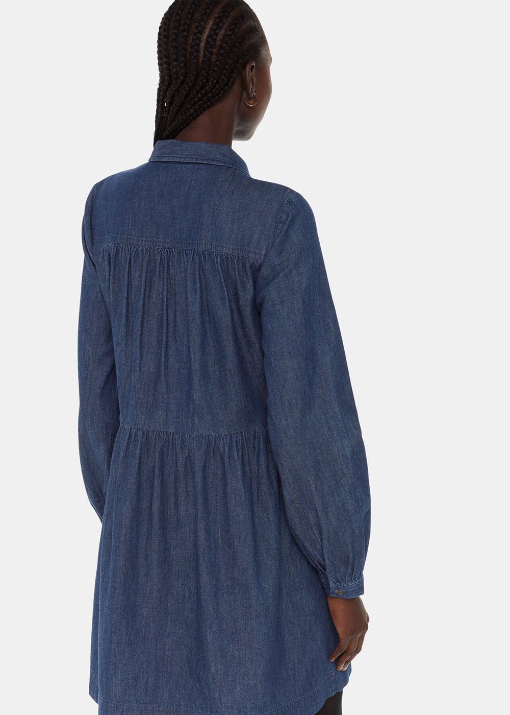 Whistles Winnie Chambray Denim Dress Dark Blue | US-69254KRFX