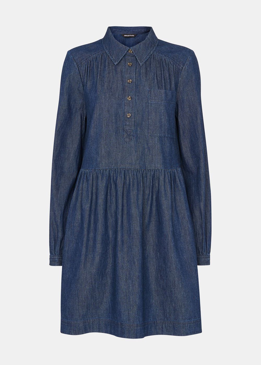 Whistles Winnie Chambray Denim Dress Dark Blue | US-69254KRFX