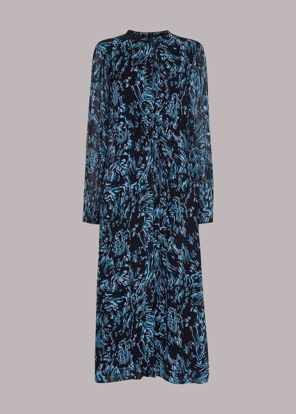 Whistles Wood Tiger Print Midi Dress Blue / Multicolor | US-84201NSJU