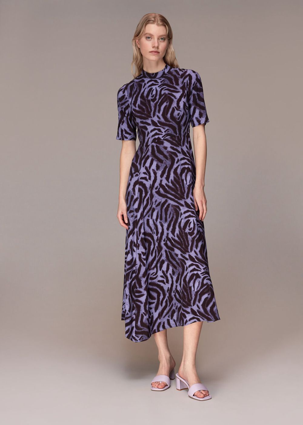 Whistles Woodland Tiger Midi Dress Purple / Multicolor | US-27694AQFL