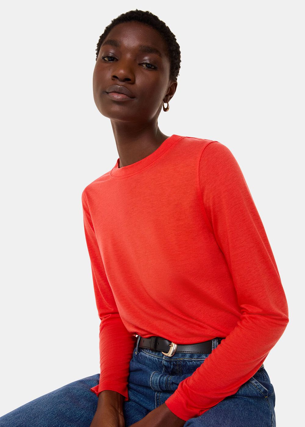 Whistles Wool Blend Crew Neck Top Red | US-91546VHUT