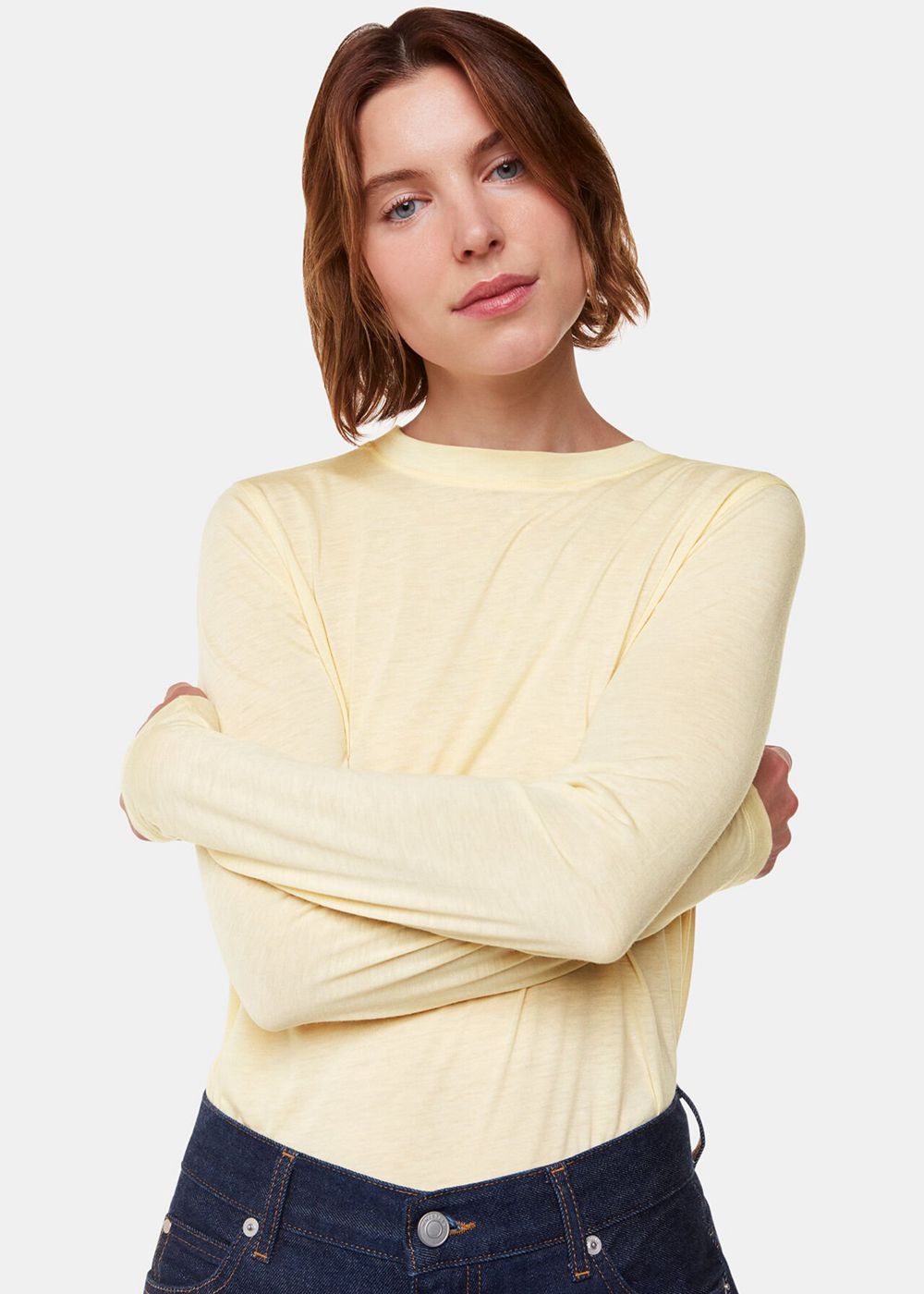 Whistles Wool Blend Crew Neck Top Yellow | US-16745INRL