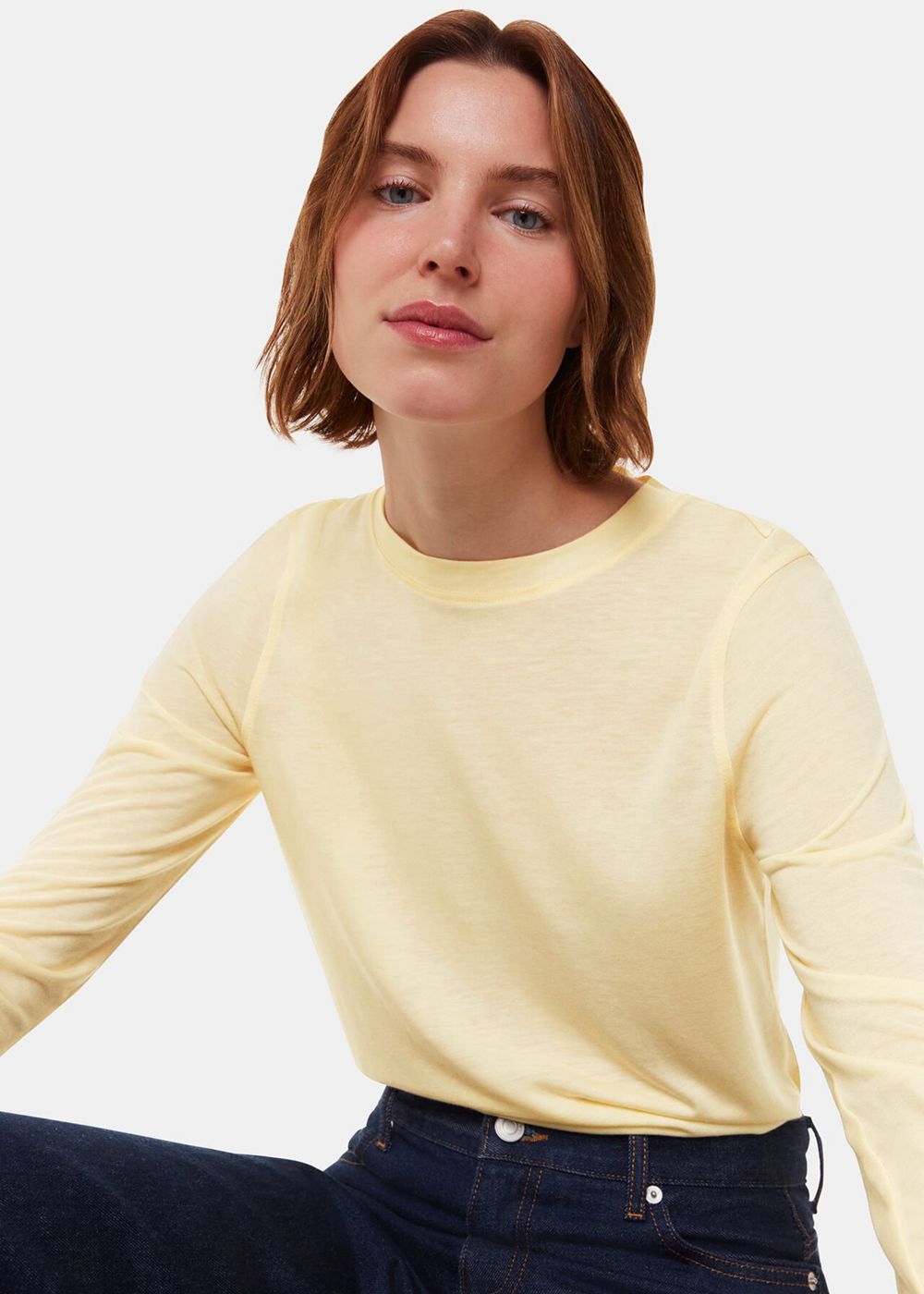 Whistles Wool Blend Crew Neck Top Yellow | US-16745INRL