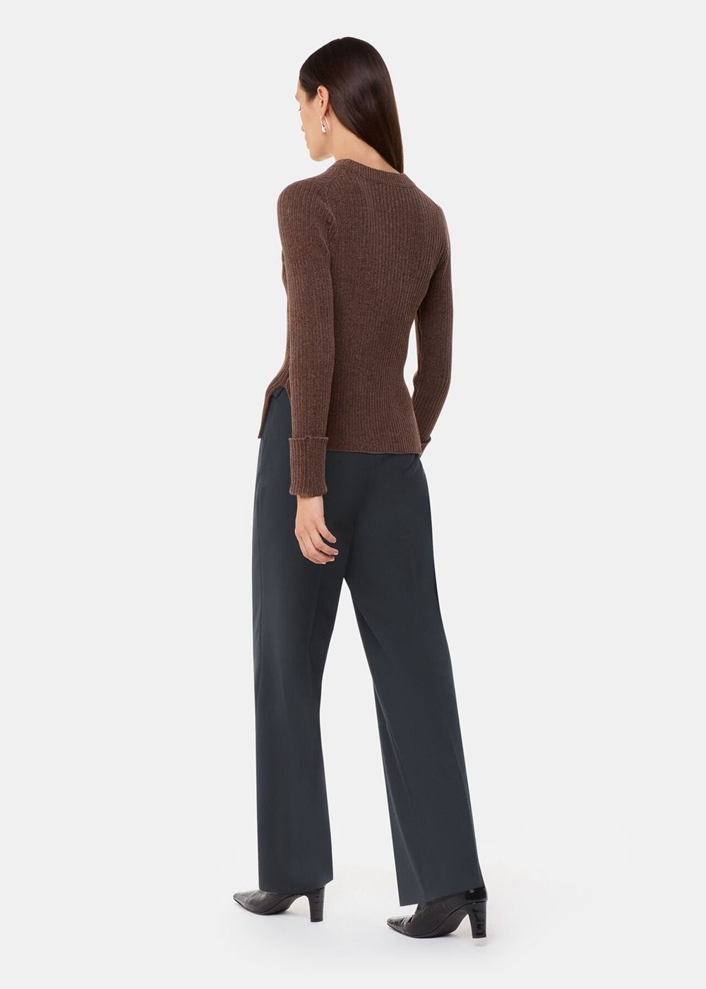 Whistles Wool Blend Tab Detail Pants Black | US-10794CISL