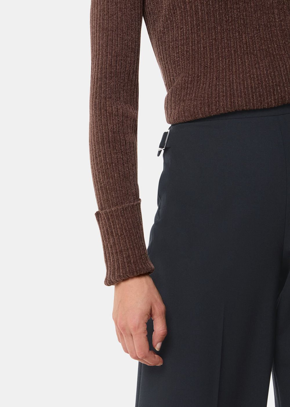 Whistles Wool Blend Tab Detail Pants Black | US-10794CISL