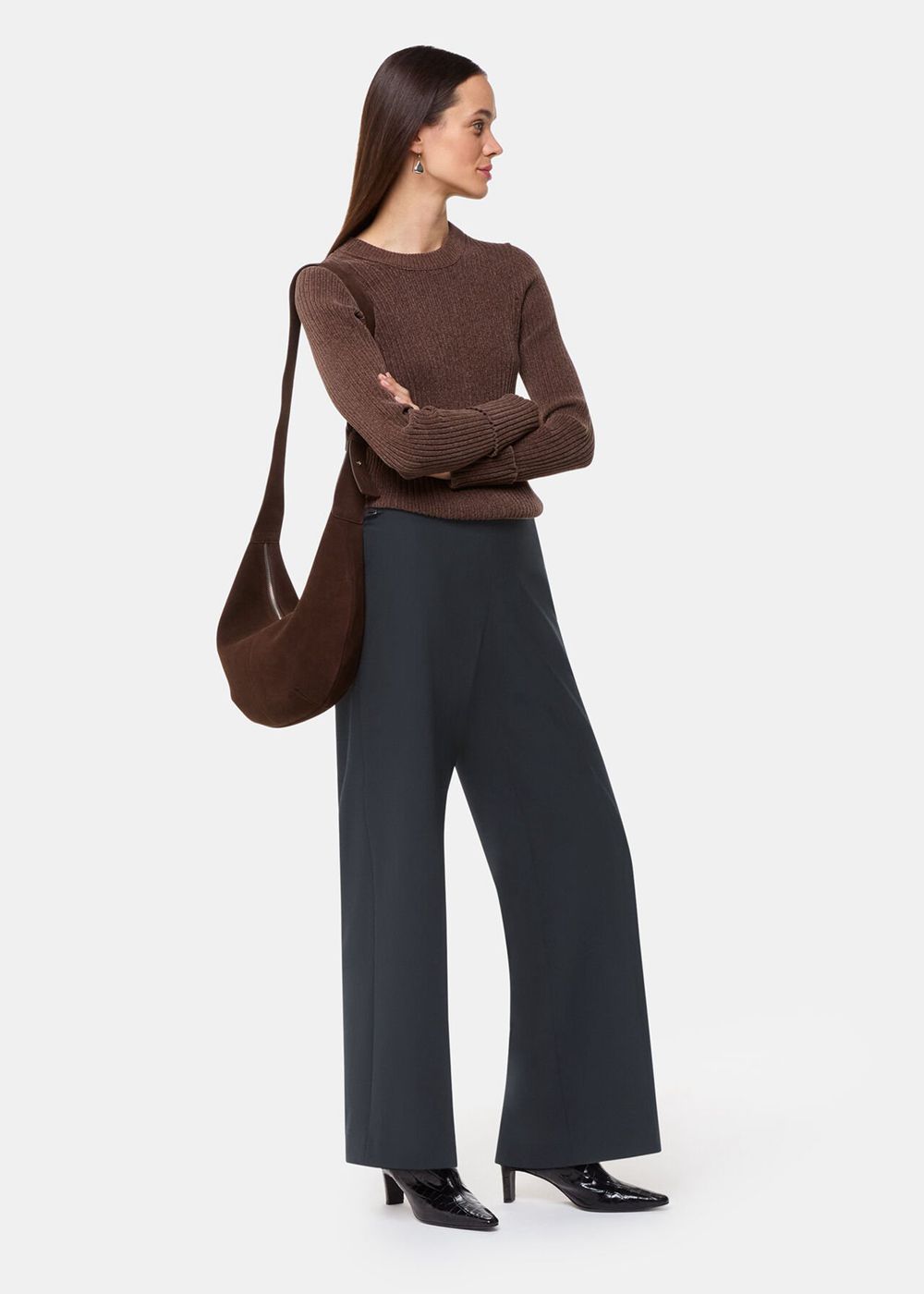 Whistles Wool Blend Tab Detail Pants Black | US-10794CISL