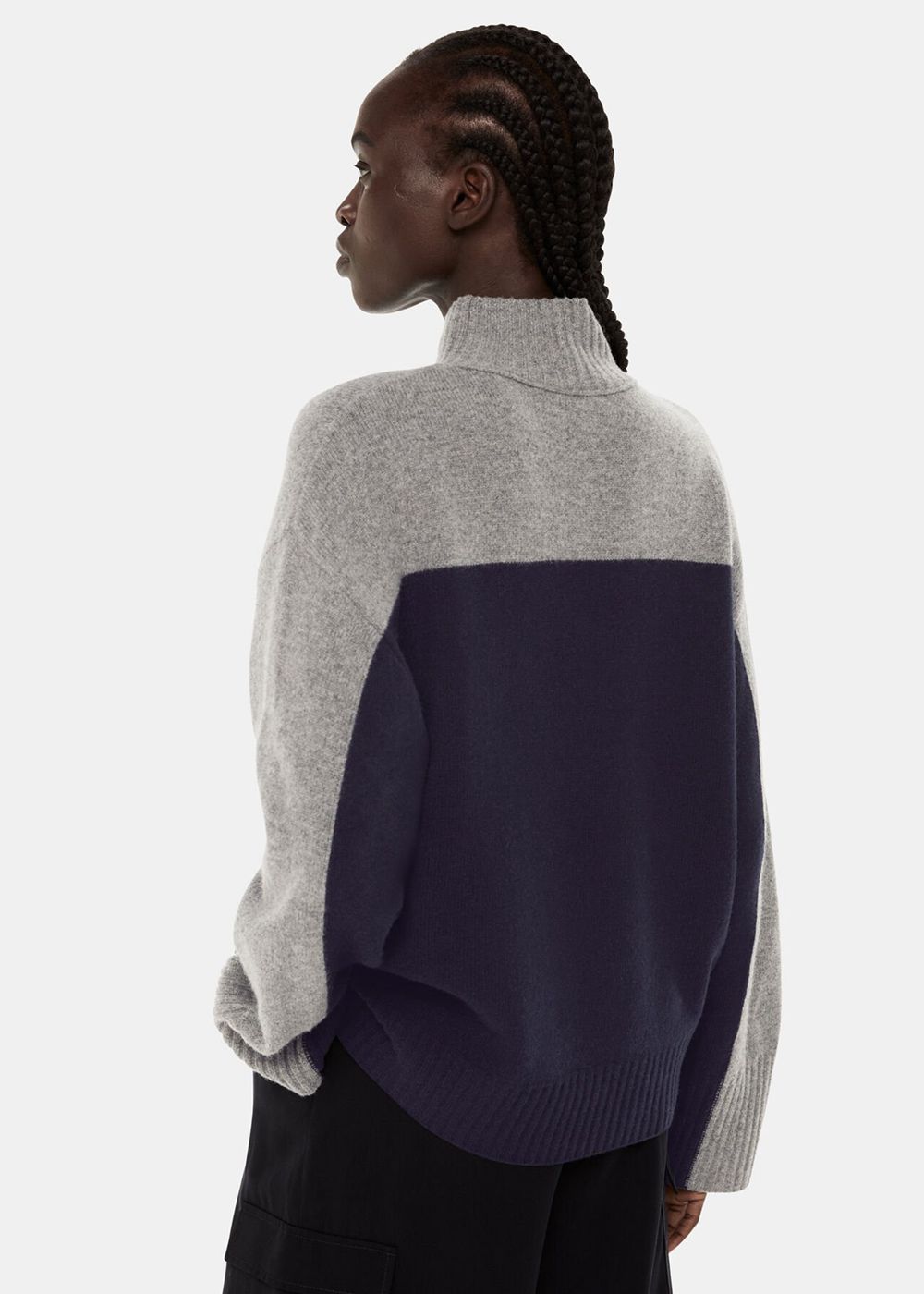 Whistles Wool Colour Block Funnel Neck Knitwear Navy / Multicolor | US-01985XKDL