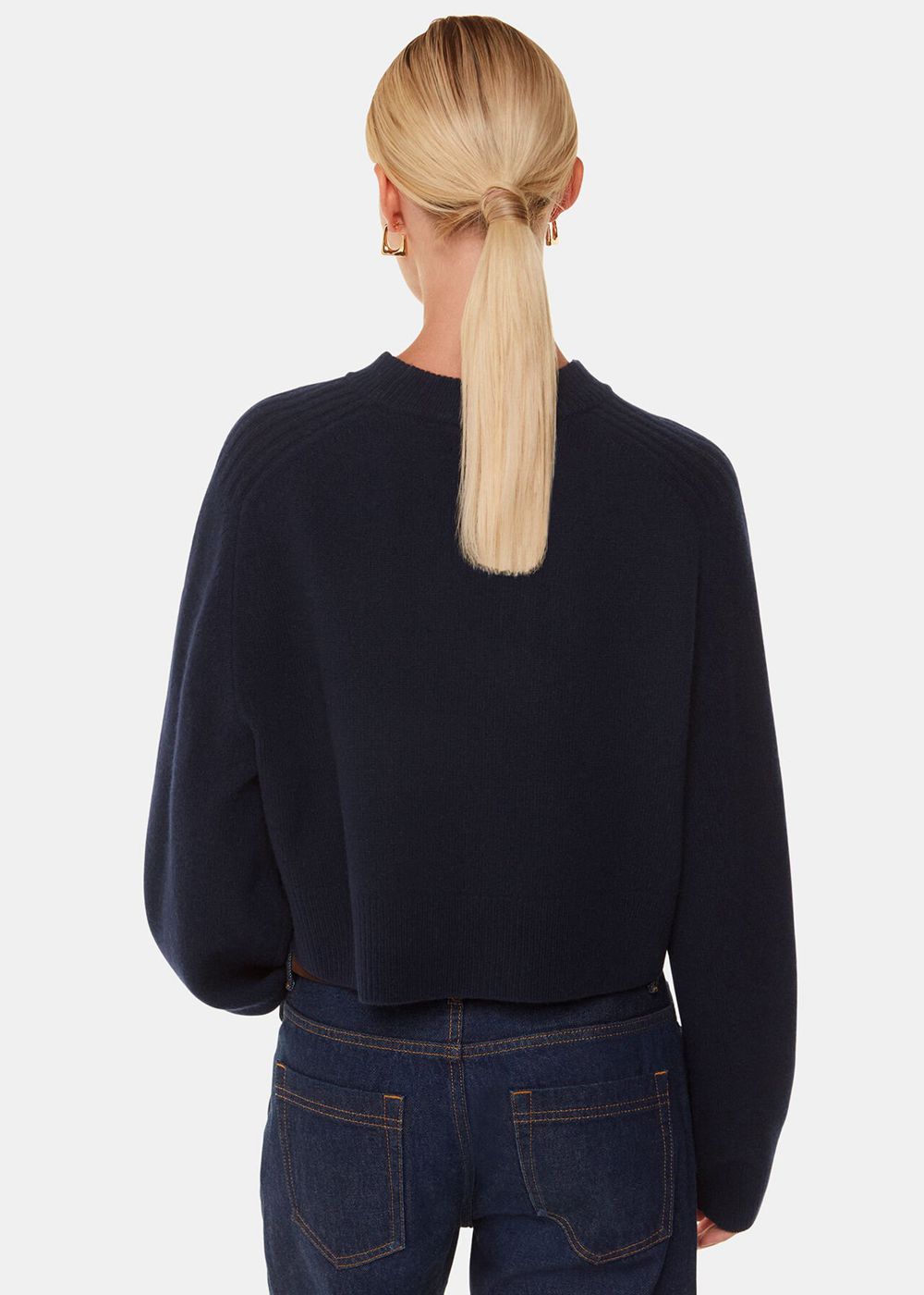 Whistles Wool Crop Relaxed Knitwear Navy | US-87426PUYD