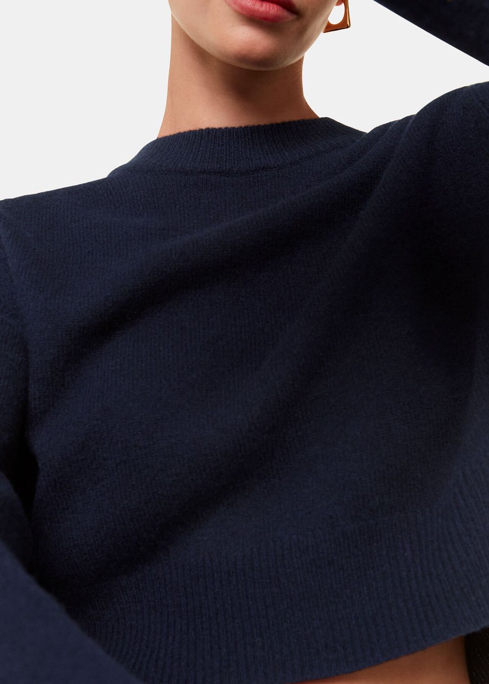 Whistles Wool Crop Relaxed Knitwear Navy | US-87426PUYD