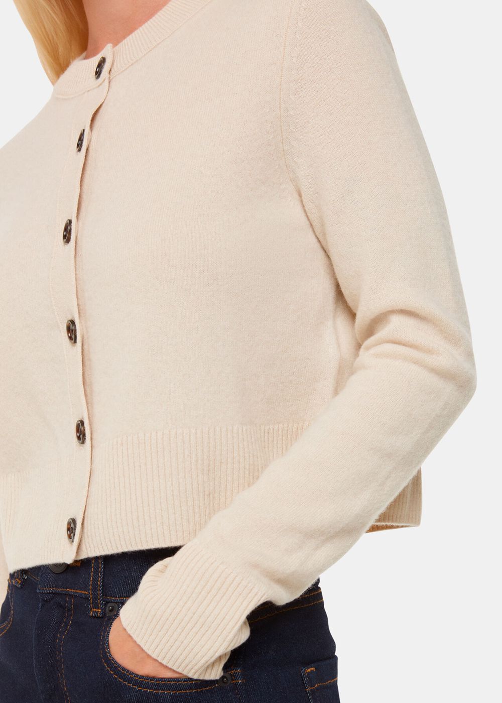 Whistles Wool Cropped Cardigan White | US-79681PSKV