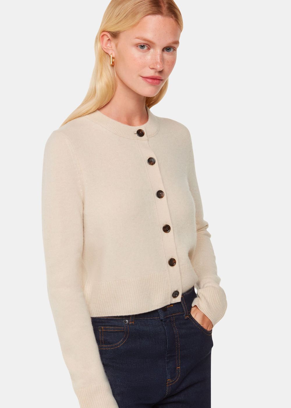 Whistles Wool Cropped Cardigan White | US-79681PSKV